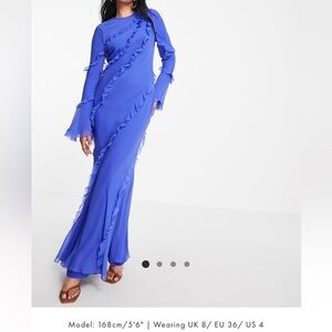 ASOS Elegant Blue Ruffled Maxi Dress